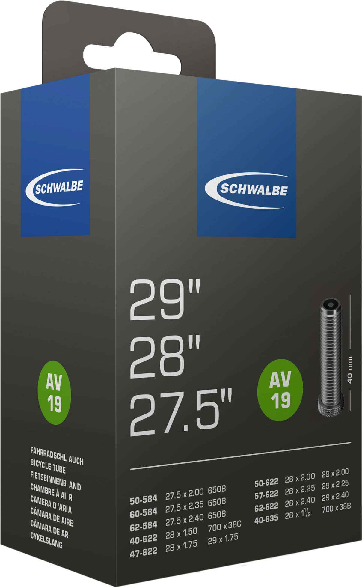 Schlauch Schwalbe AV19 40/62-584/635 IB AGV 40mm