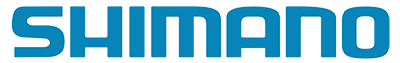 Zu sehen ist das Logo der Marke Shimano mit blauem Schriftzug in klaren, fetten Großbuchstaben.