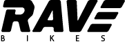 Zu sehen ist das Logo der Marke RAVE mit schwarzem Schriftzug in klaren, fetten Großbuchstaben.