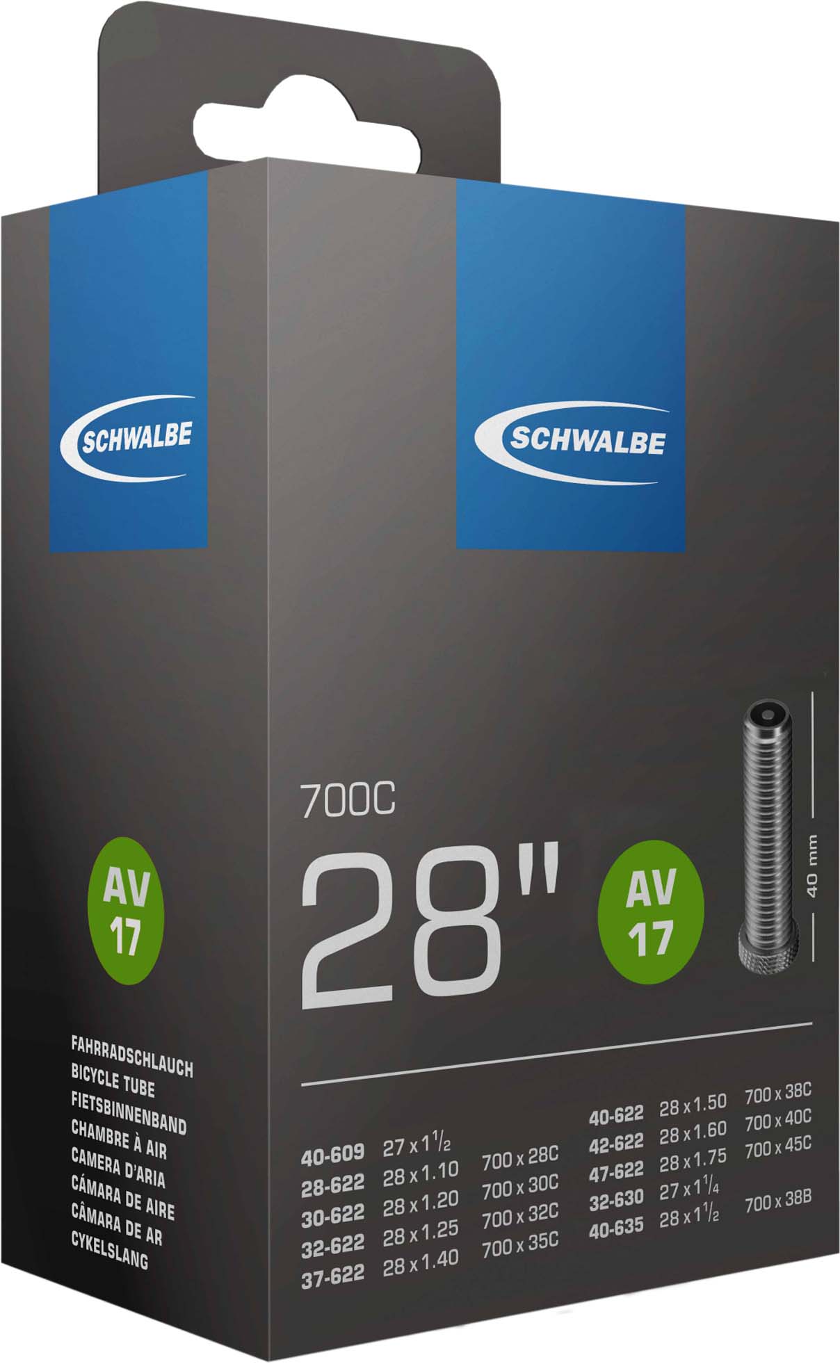 Schlauch Schwalbe AV17 28/47-622/635 IB AGV 40mm